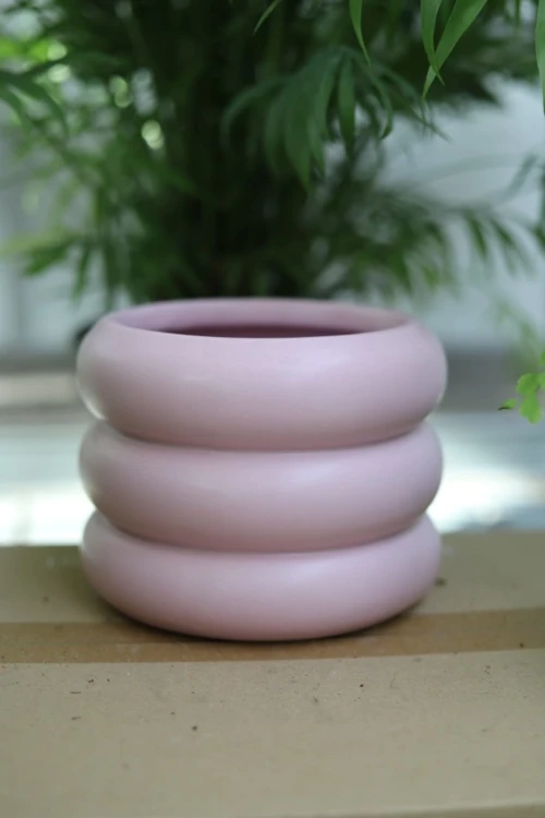 Doniczka ceramiczna różowa obła