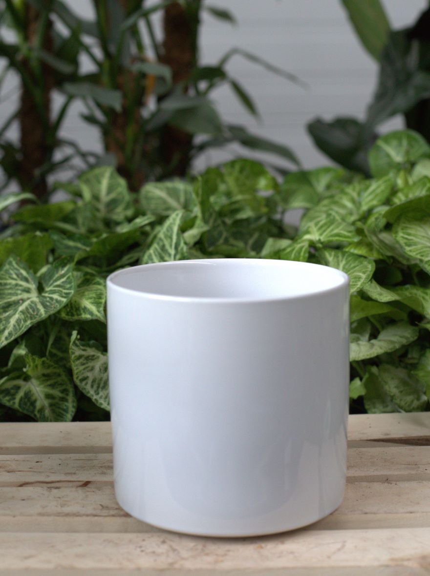 Doniczka ceramiczna okrągła- biała- średnica 15 cm