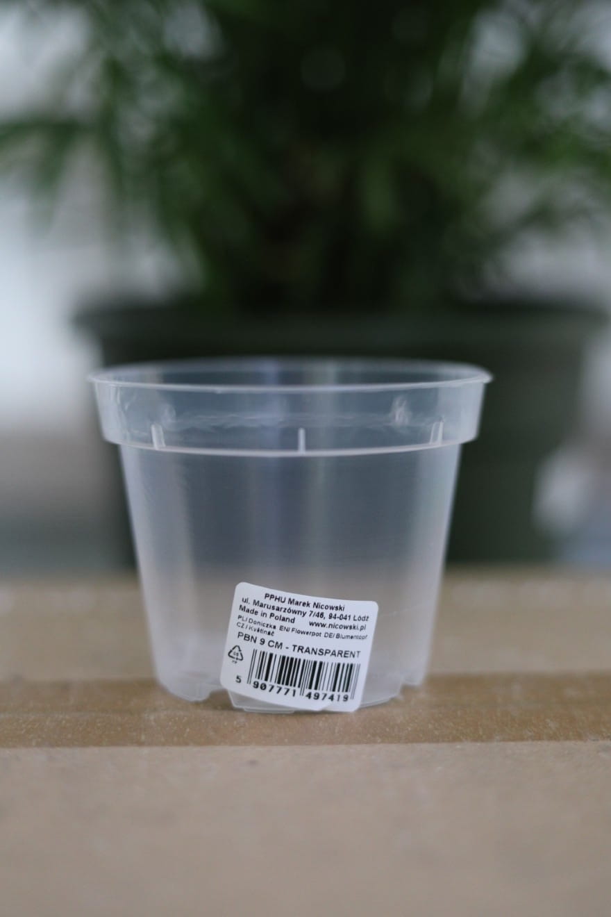 Doniczka przezroczysta produkcyjna 9 cm