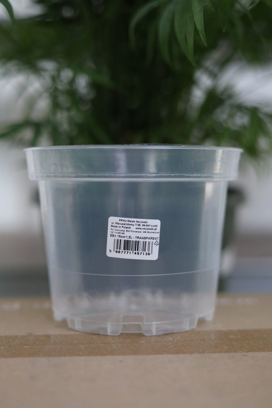 Doniczka przezroczysta produkcyjna 15 cm